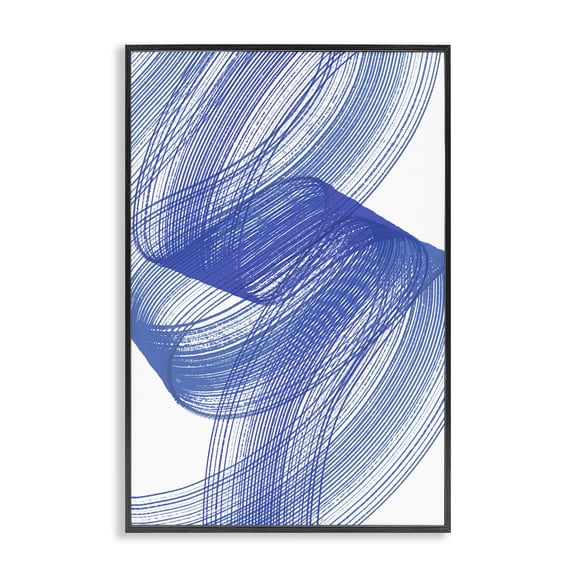 Stupell Industries Blue Lines Flowing In Motion Black Framed Giclee Art, design by Martina Pavlova