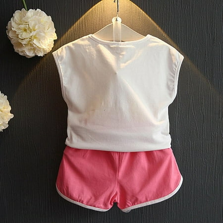 

BSDHBS Outfits for Girls 2PCS Toddler Kids Baby Girl Summer Outfit Clothes Print T-shirt+Shorts Pants Set