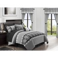 thumbnail image 2 of Chic Home Safforn 20 Piece Comforter Set Color Block Geometric Ikat Embroidered Bag Bedding-Sheets Pillowcases Window Treatments Decorative Pillows Shams Included, King, Black, 2 of 2