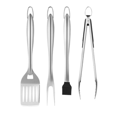 BBQ Grill Tool Set 4PCS - Stainless Steel Barbecue Utensils - Professional Grilling Accessories - Chef Grade - Long Handle - Outdoor Cooking