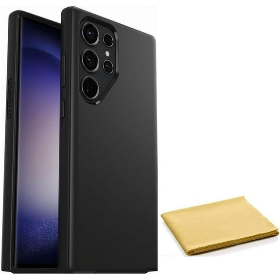 OtterBox Galaxy S23 Ultra Only - Symmetry Series Case - Black, Ultra-Sleek, Wireless Charging Compatible, Raised Edges Protect Camera & Screen - with Cleaning Cloth - Non-Retail Packaging