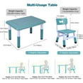 thumbnail image 4 of REDCAMP Double-Sided Kids Activity Table, Multi Drawing Table and Chair Set with 2 Chairs for Toddlers, Plastic Height Adjustable Play Table with Storage Bins, Blue, 4 of 8
