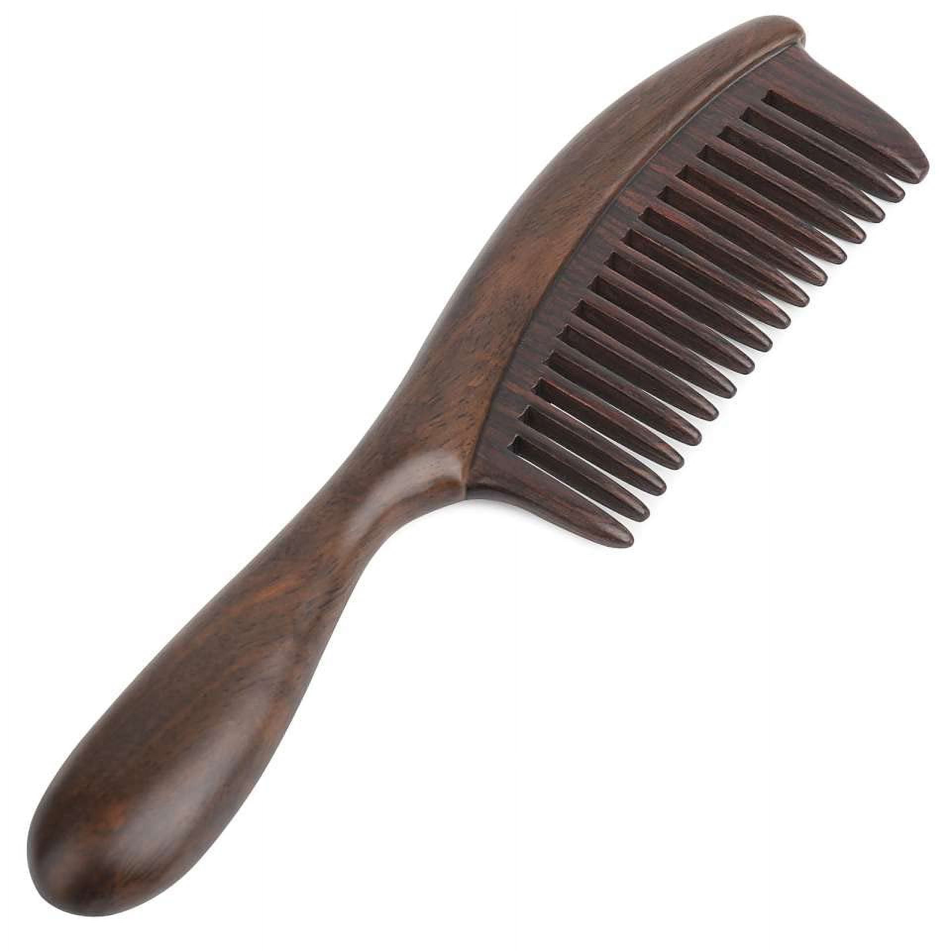 Wide Tooth Black Sandalwood Hair Comb & Brush with Handle WC003