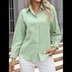 thumbnail image 4 of Camisas de Algodón para Mujer, con Botones, Cuello, Larga, Blusas Antiarrugas. Verde M, 4 of 10