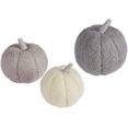 thumbnail image 4 of Set of 3 Gray White Felt Pumpkins Fall Thanksgiving Decorations - -, 4 of 4
