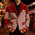 thumbnail image 2 of oqasdz Carnival Mens Suit Jacket Striped Print One Button Corduroy JacketS Stylish Stretch Slim Fit Dress Coat Party Evening Wedding Prom, 2 of 5