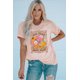 thumbnail image 2 of ABPHQTO Camiseta gráfica de manga corta con bloque de color y letras de margaritas rosas para mujer, 2 of 5