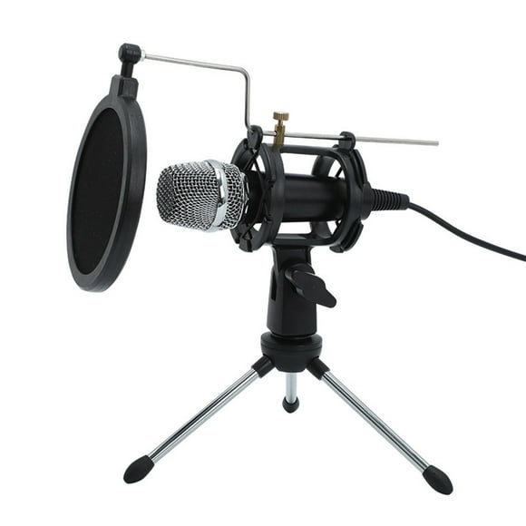 TFixol Mini Condenser Microphone PC Microphone 3.5mm Plug and Play Home Studio Podcast Vocal Recording Microphones with Mini MIC Stand Dual-layer Acousticfilter for Phone Laptop PC Tablet