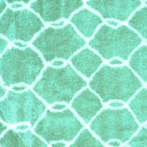 Ahgly Company Indoor Square Trellis Turquoise Blue Modern Area Rugs, 4' Square