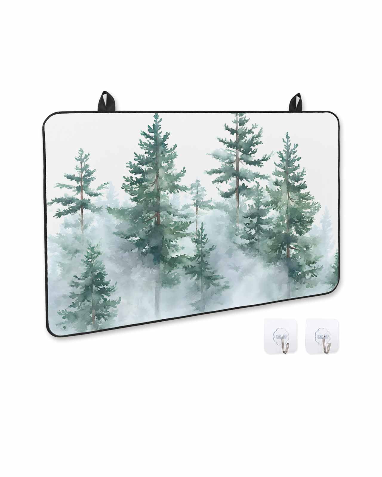 nqOlkjepod Large Induction Cooktop Protector Mat 24"x21", Forest Green Ombre Stove Top Covers for Electric Stove, Watercolor Sage Green Trees Stove Burner Cover Mats, Glass Top Stove Cover
