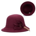 thumbnail image 6 of Visland Women Fedora Hat, Fashion Vintage Flower Decor Soft Cozy Faux Wool Autumn Winter Round Felt Bowler Cap for Outdoor Daily Wear, 6 of 8