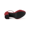 thumbnail image 5 of BLISSFUL STEP Women's Shoes Faux Suede High Chunky Heel Platform Ankle Strap Open Toe Sandals Red 7, 5 of 8