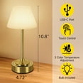 thumbnail image 4 of OUTON 2 Pack Cordless Table Lamp, 3 Way Dimmable Touch Control Nightstand Lamp with USB C & A Fast Charging Port, Modern Table Lamp with Gold Base for Bedroom, Living Room, Office, 4 of 9