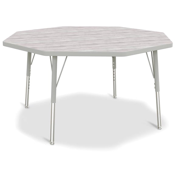 Octagon Activity Table - 48" X 48", Mobile - Driftwood Gray/Gray/Gray