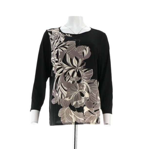 Bob Mackie - Bob Mackie Art Deco Placement Print Knit Top A341822