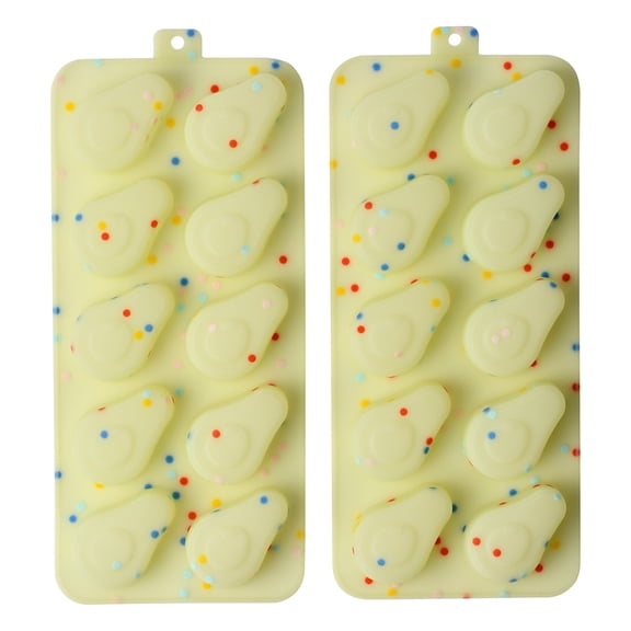 Cook with Color 2-Piece Silicone Ice Cube Tray Set, Flexible and Easy-Release Molds, Avocado
