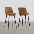 thumbnail image 4 of ReNest 30" Mid-Century Swivel Bar Stools Set of 2 for Home Bar or Kitchen Island, Faux Leather Upholstery, Saddle Brown, 4 of 6