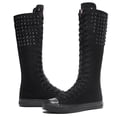 thumbnail image 2 of Momuk Botas Largas Con Remaches Estilo Punk De Lona Hasta La Rodilla, Zapatos De Vestir Con Falda De Moda Informal Para Mujeres Y Niñas, Talla 6,5 ​​B (M) Us Negro, 2 of 5