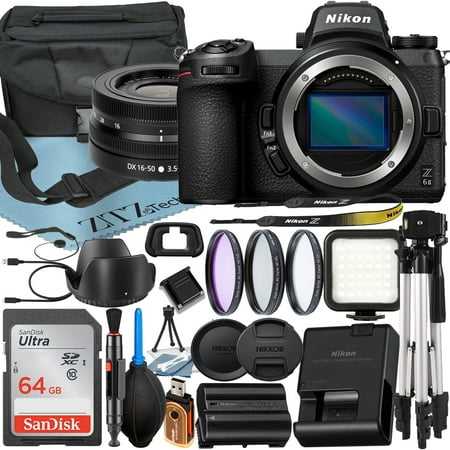 Nikon Z6 II Mirrorless Camera with NIKKOR Z DX 16-50mm VR Zoom Lens + SanDisk 64GB Card + Case + 3 Pieces Filter + Flash + ZeeTech Accessory Bundle