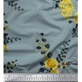 thumbnail image 1 of Soimoi Blue Rayon Crepe Fabric Leaves & Floral Print Fabric by The Yard 46 Inch Wide, 1 of 1