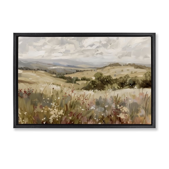 Stupell Industries Modern Golden Hour Hill Landscape Black Floating Frame Canvas Art, 25 x 17, by Creative Studio