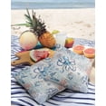 thumbnail image 3 of Pack of 2 Outdoor Pillow Covers, Summer Ocean Octopus Seashell Starfish Coral Wood Grain Waterproof Square Throw Pillowcase Cushion Decorative Pillow Covers for Couch Patio Tent, 24x24 in, 3 of 6
