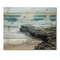 thumbnail image 3 of Designart 'Wild Ocean Waves Breaking On The Shore' Nautical & Coastal Print on Natural Pine Wood, 3 of 5