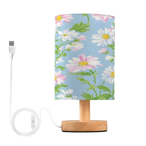Yayeee Table Lamp for Bedroom Nightstand LED Portable Bedside Warm Light, Blue Floral