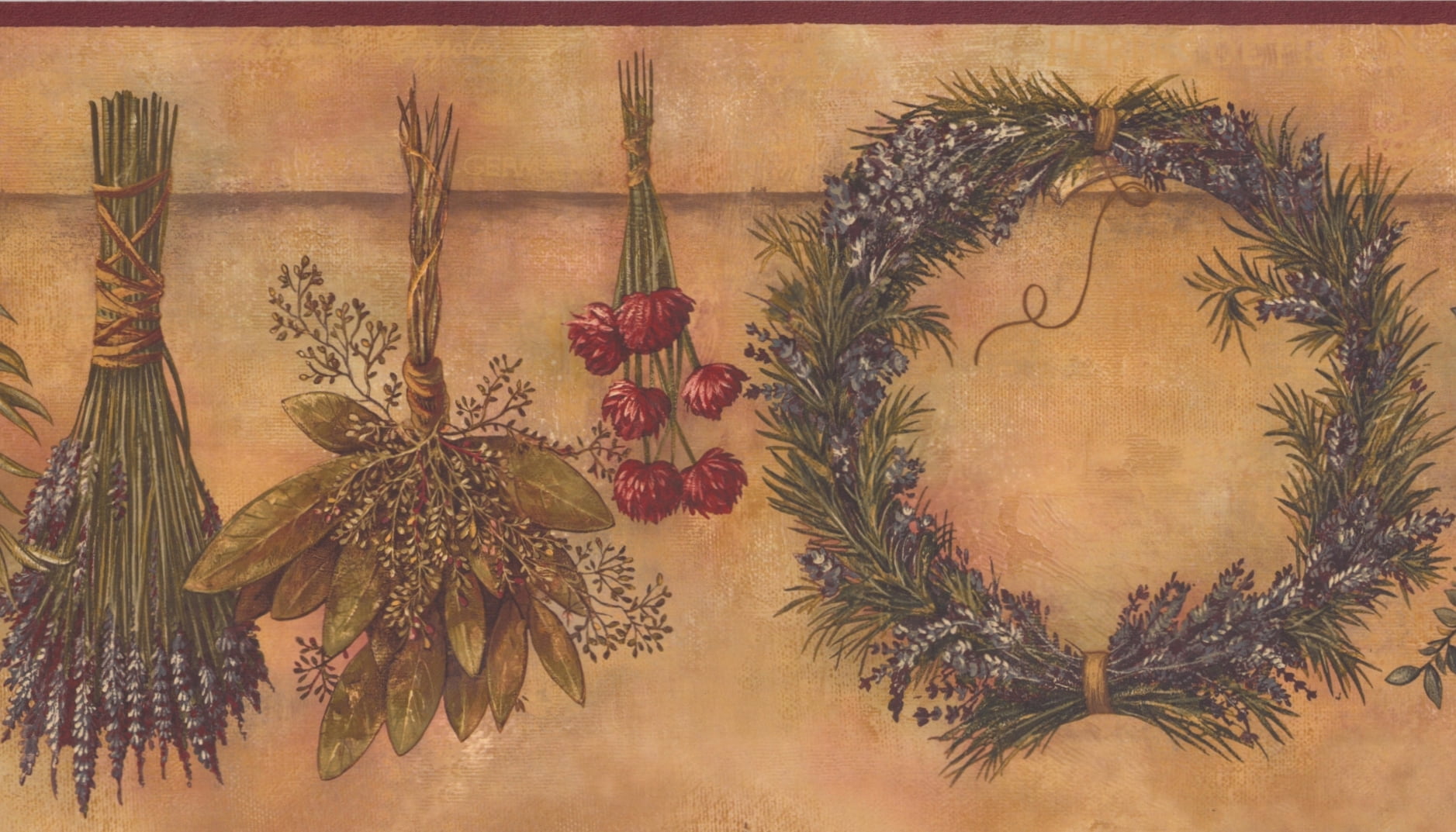 Download Wallpaper Border - Dried Herbs Wreath Flowers on Brown ...