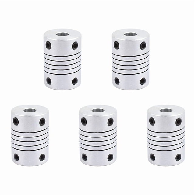 5X Acoplamiento de Eje de 6 mm A 8 mm 25 mm de Longitud 18 mm de Diametro Acoplador de Motor Paso A Paso Conector de Junta de Aleacion de Aluminio
