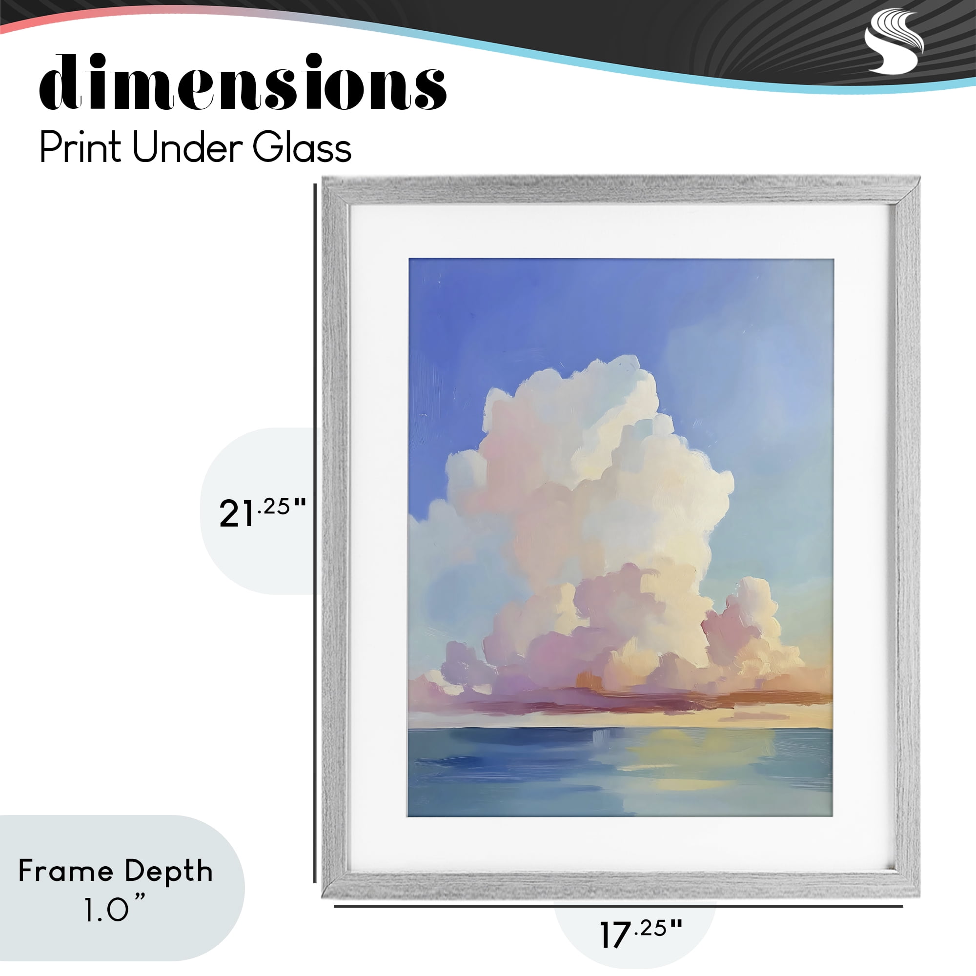 Stupell Industries Dreamy Pastel Clouds over Sea Gray Framed Print Under Glass, design by The Prints Vibe