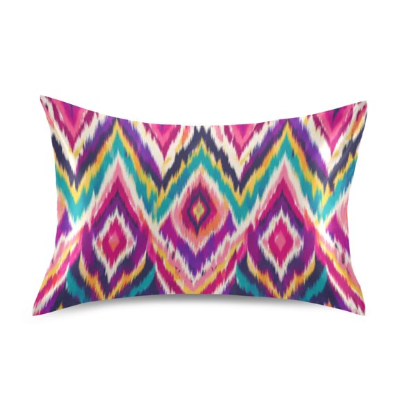Satin Pillow Case Envelope Pillow Covers Standard Size Soft Pillow Cases for Bedroom, Rainbow Ikat Printed
