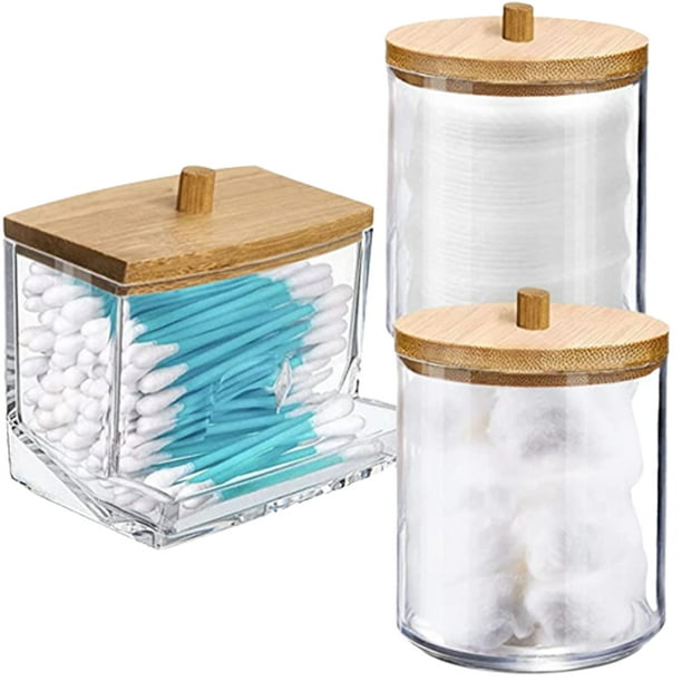 3PCS Cotton Pad Container, Cotton Balls and Swab Dispenser, Bathroom