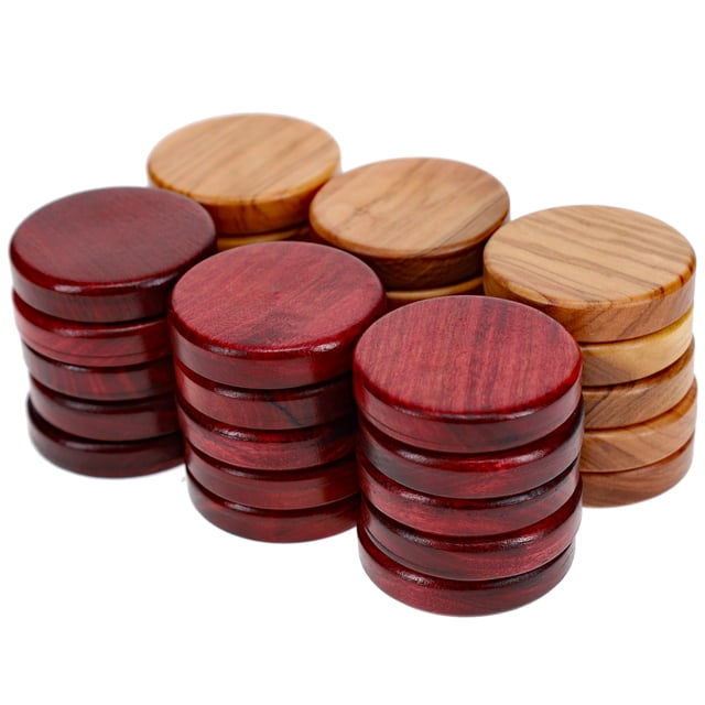 WE Games Dames/pois en Bois d'Olivier Backgammon Rouge & Naturel