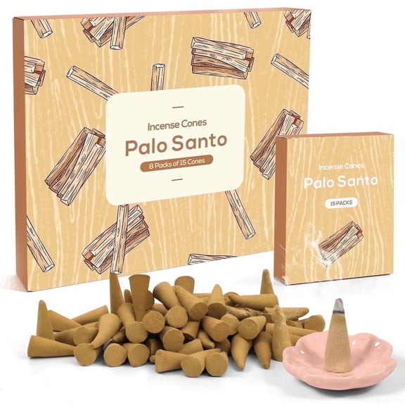 LA BELLEFÉE Incense Cones with Holde 8-Pack | Palo Santo Scent Natural Woody Fragrance for Daily Use, Relaxation