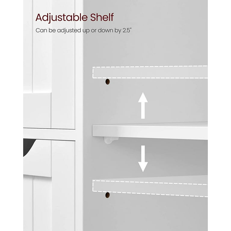 VASAGLE Bathroom Floor Storage Cabinet Bathroom Cabinet with 3 Large Drawers and 1 Adjustable Shelf White