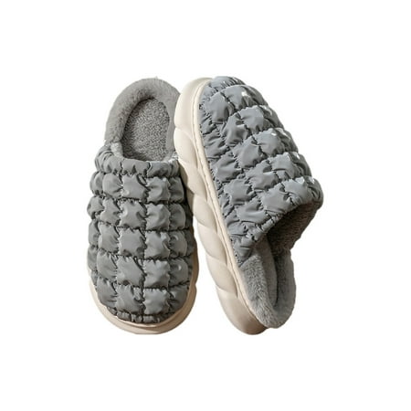 

Avamo Unisex Winter Slippers Memory Foam Clog Slipper Cozy House Shoes Bedroom Warm Clogs Casual Breathable Plush Lining Slides Grey 9.5-10