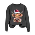 thumbnail image 4 of Chandail en Molleton Décontracté à Manches Longues pour Femmes, Imprimé Vache Western de Noël, 4 of 4