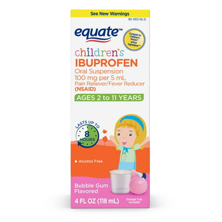 Equate Children's Ibuprofen Bubble Gum Suspension, 100 mg, 4 Oz