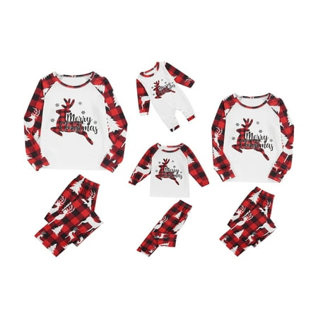 

Qiylii Family Matching Christmas Pajamas Set O-Neck Long Sleeve Tops+ Pyjama Trousers