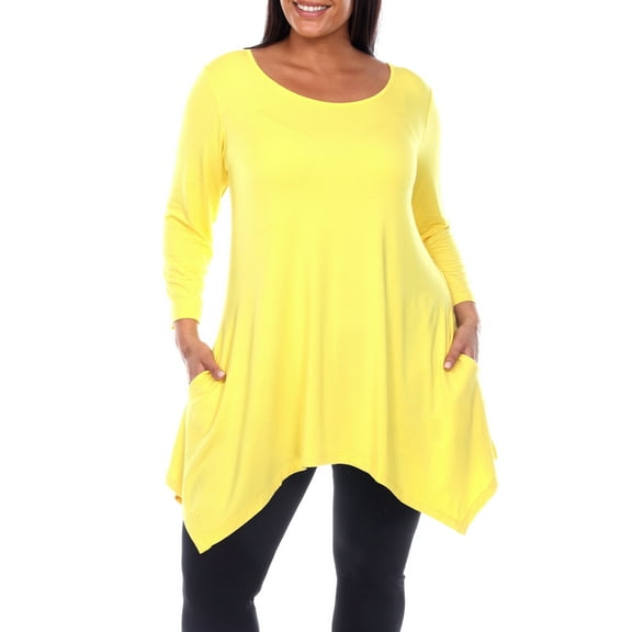 White Mark Women's Plus Size Solid Color Tunic Top
