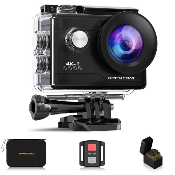 Apexcam Cámara de Acción 4K Cámara Deportiva 20MP 40M 170 Gran Angular WiFi Cámara Subacuática Impermeable con Control Remoto 2.4G 2 Baterías 2.0'' LCD Cámara Ultra HD con Kit de Accesorios de Montaje