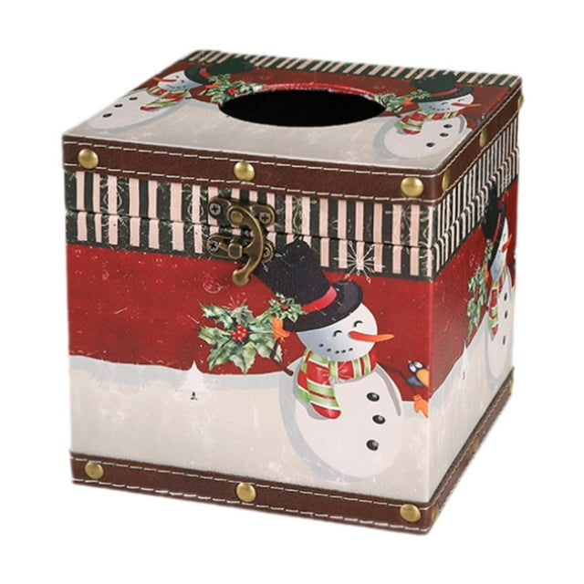 Abbracc Christmas Tissue Box Cover Napkin Box Portable Home Decoration Accessories Paper Snowman