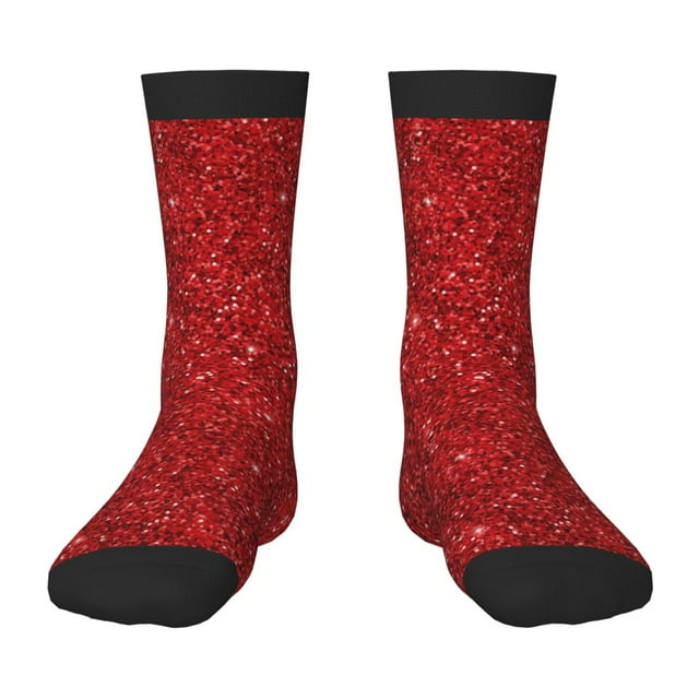 Wukai Chaussettes Mi-Mollet à Paillettes Rouges pour Enfants, Chaussettes de Sport Élastiques Contrastées, Adaptées aux Garçons et Filles de 6 à 10 Ans
