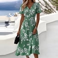 thumbnail image 2 of QSAWXQZ Women's Floral Wrap Midi Dress Short Sleeve V Neck A Line Sundress Vacation Outfit Casual for Summer 2XL, 2 of 6
