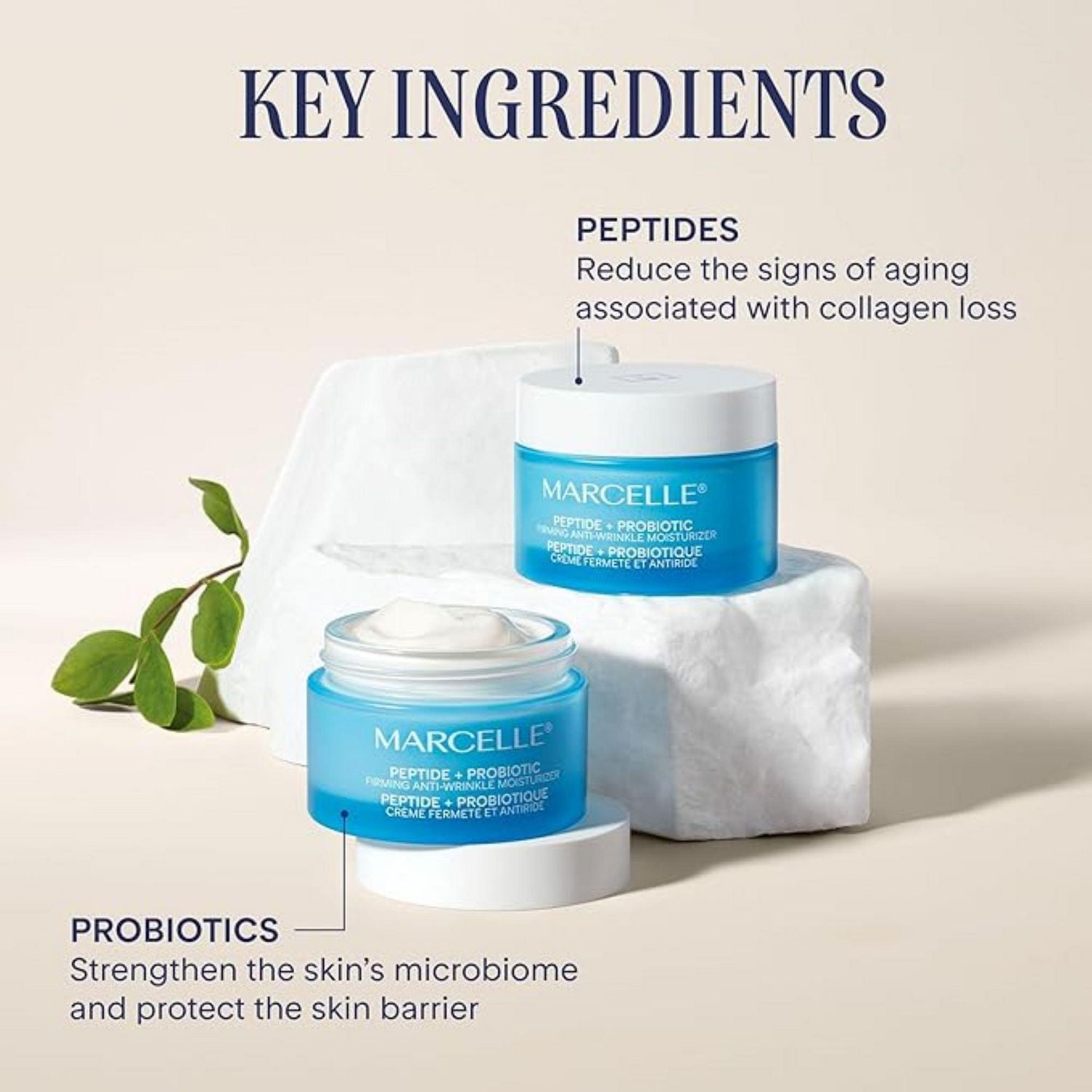 Peptide + Probiotique crème fermeté et antiride, Soin de jour et de nuit raffermissant, 50 ml