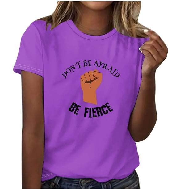 Fiudx Ofertas Flash Del Día Camiseta de Manga Corta con Cuello Redondo y Estampado Del Día de La Independencia, Color Negro, Informal, a La Moda, para Mujer