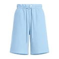 thumbnail image 5 of Omexry Maternity Shorts Plus Size Women's Casual Shorts Drawstring Waist Rolled Cuff Hem with Side Pockets Summer Beachwear Sky Blue XXXL, 5 of 8