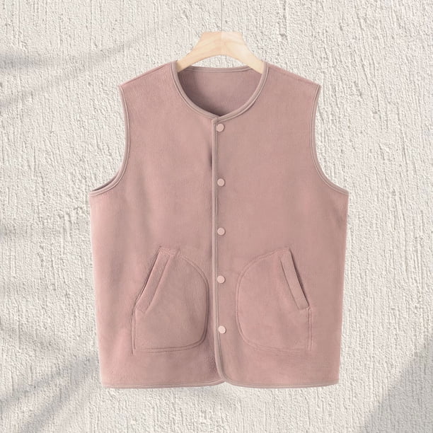 Chaqueta y abrigos casuales sin mangas y sin capucha para mujer, de moda, de color sólido, sin mangas, de terciopelo, con bolsillo grueso, abrigo para mujer