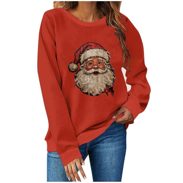 Chandails de Noël pour Femmes Mode de Noël pour Femmes T-Shirt à Manches Longues et Col Rond avec Coupe Ample et Design de Chandail Sans Capuche pour Femmes